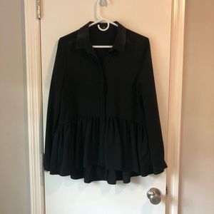 Tibi peplum black blouse
